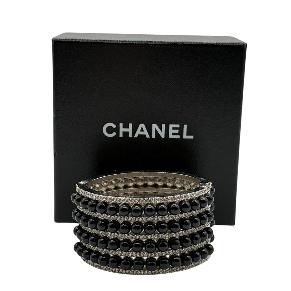 Chanel Multi Strand Bead and Crystal Silver Cuff - Picture 2 of 12